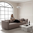 CRO Decor Modern Fabric  Channel-Tufted Sofa Classic Lounge Seating in Gray