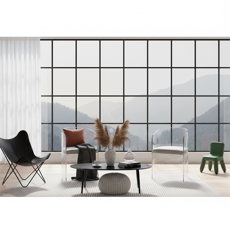CRO Decor White Modern Acrylic Ghost Chair with Translucent Framework