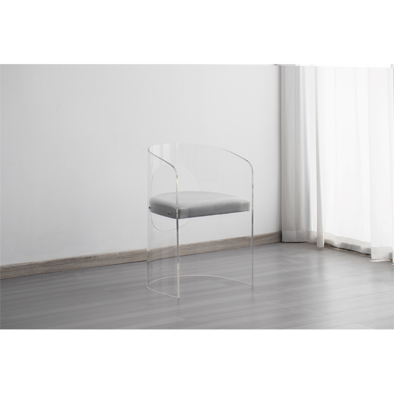 CRO Decor White Modern Acrylic Ghost Chair with Translucent Framework