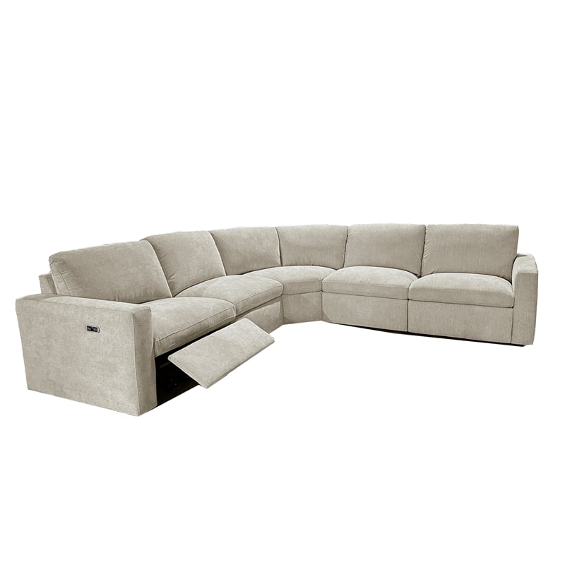 CRO Decor Gray Modern Reclining Sectional Fabric Sofa with Spacious Design -left