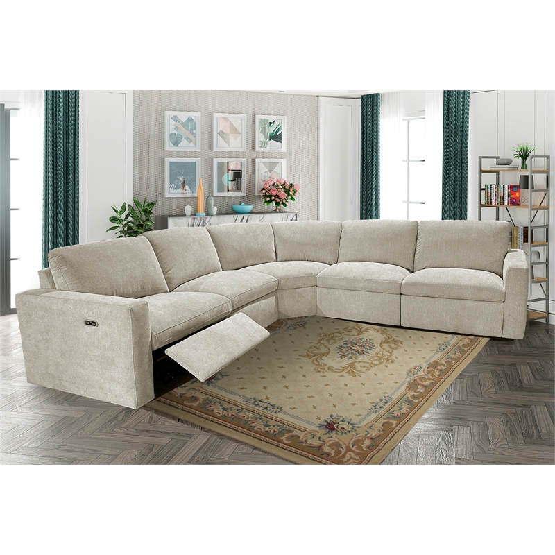 CRO Decor Gray Modern Reclining Sectional Fabric Sofa with Spacious Design-right