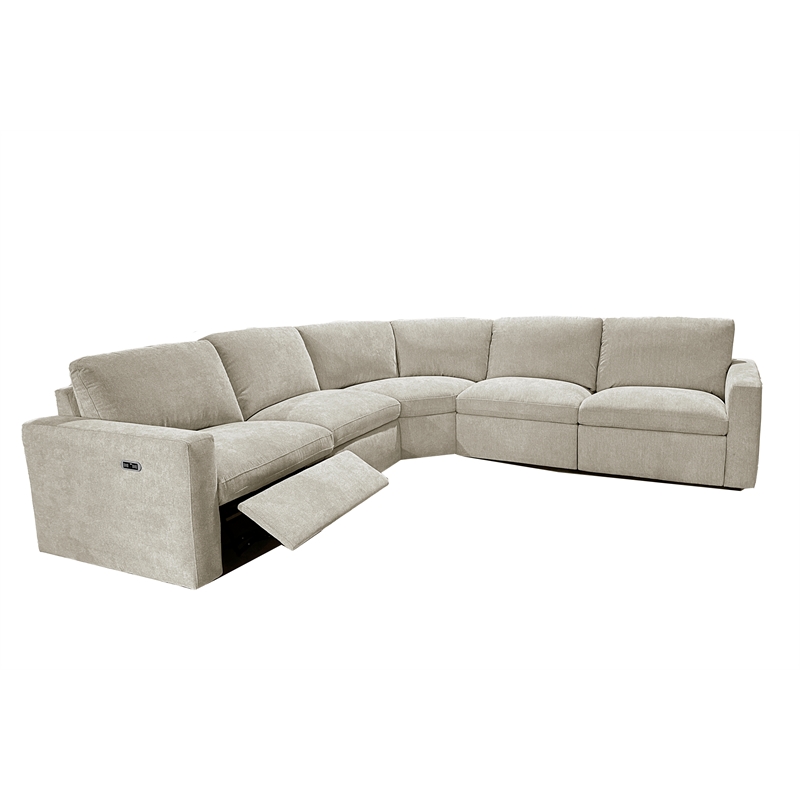 CRO Decor Gray Modern Reclining Sectional Fabric Sofa with Spacious Design-right