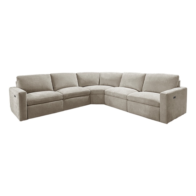 CRO Decor Gray Modern Reclining Sectional Fabric Sofa with Spacious Design-right
