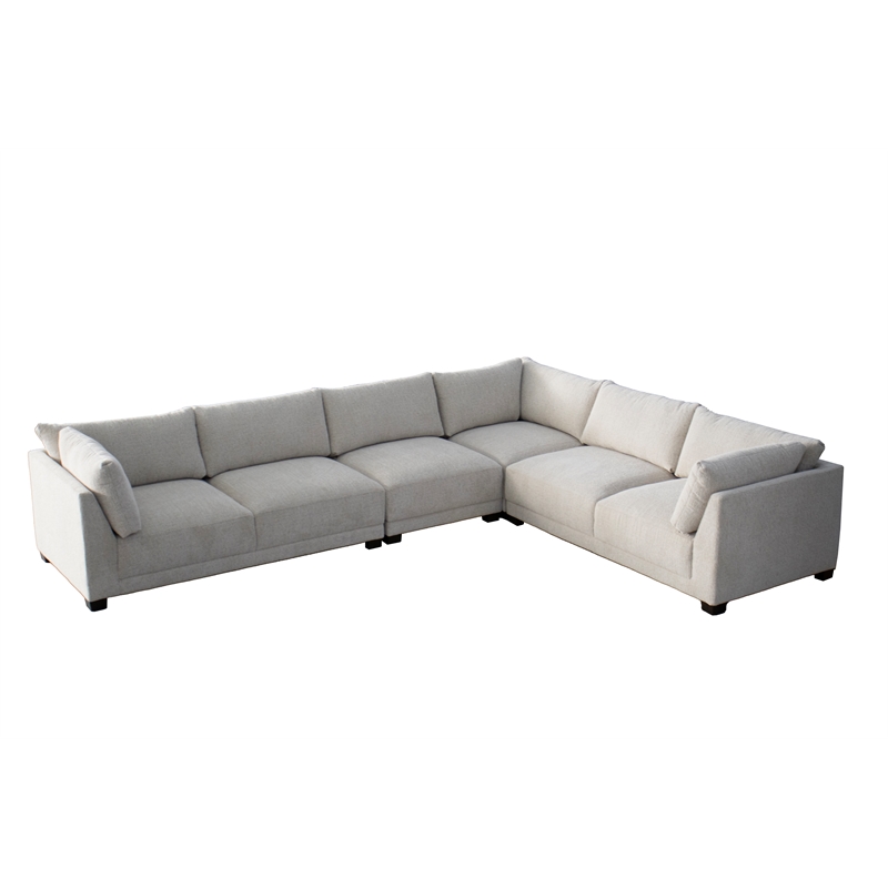 CRO Decor White Fabric Modular Sofa Section with Ergonomic Support-Armless chair
