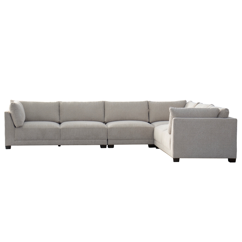 CRO Decor White Fabric Modular Sofa Section with Ergonomic Support-Armless chair