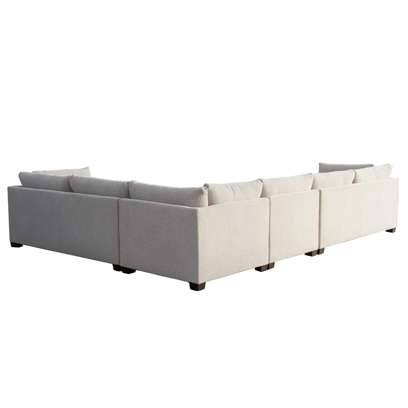 CRO Decor White Fabric Modular Sofa Section with Ergonomic Support-Armless chair