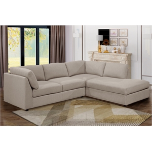 CRO Decor Modern White L-Shaped  Fabric Sectional Sofa-right sofa