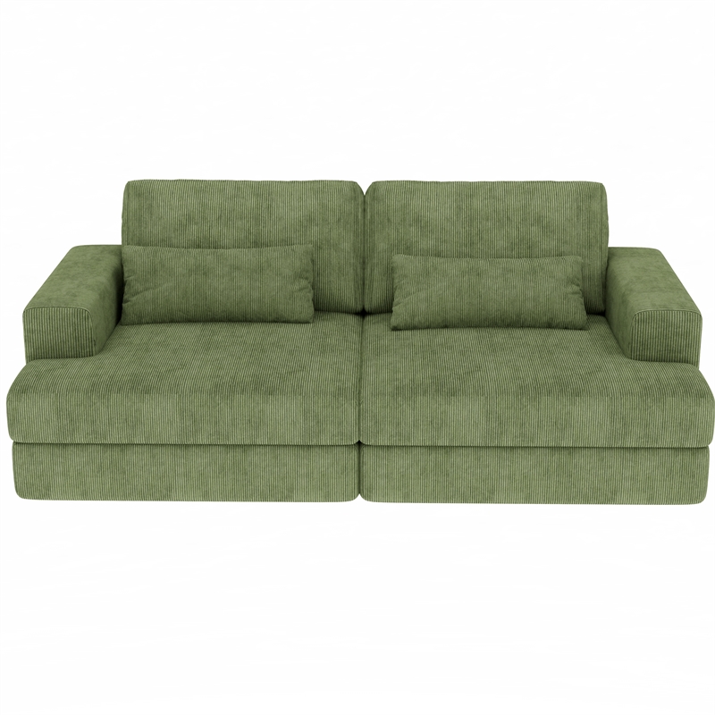 CRO Decor Corduroy Sectional Sofa Modular Design Compressed Sofa
