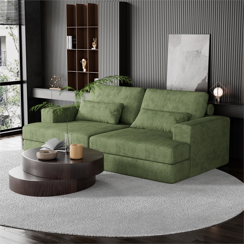 CRO Decor Corduroy Sectional Sofa Modular Design Compressed Sofa