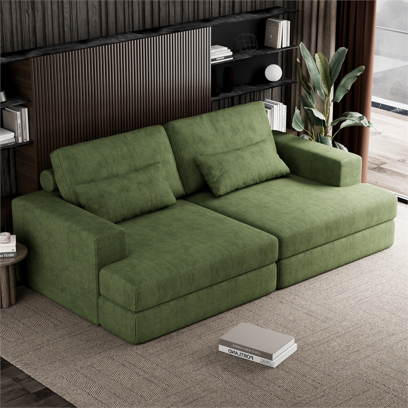 CRO Decor Corduroy Sectional Sofa Modular Design Compressed Sofa