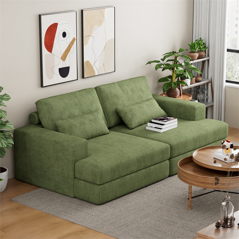 CRO Decor Corduroy Sectional Sofa Modular Design Compressed Sofa