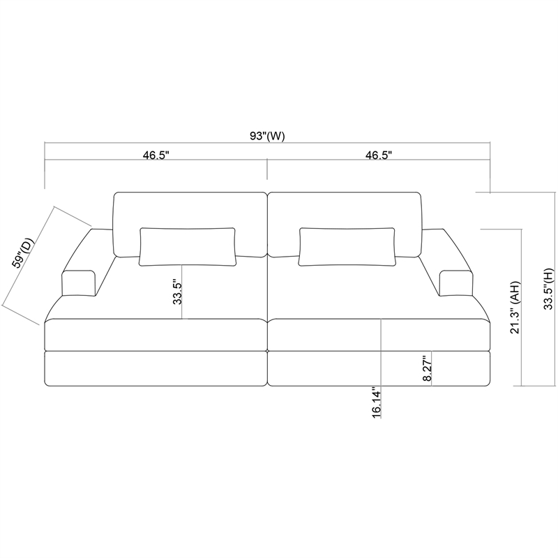 CRO Decor Corduroy Sectional Sofa Modular Design Compressed Sofa