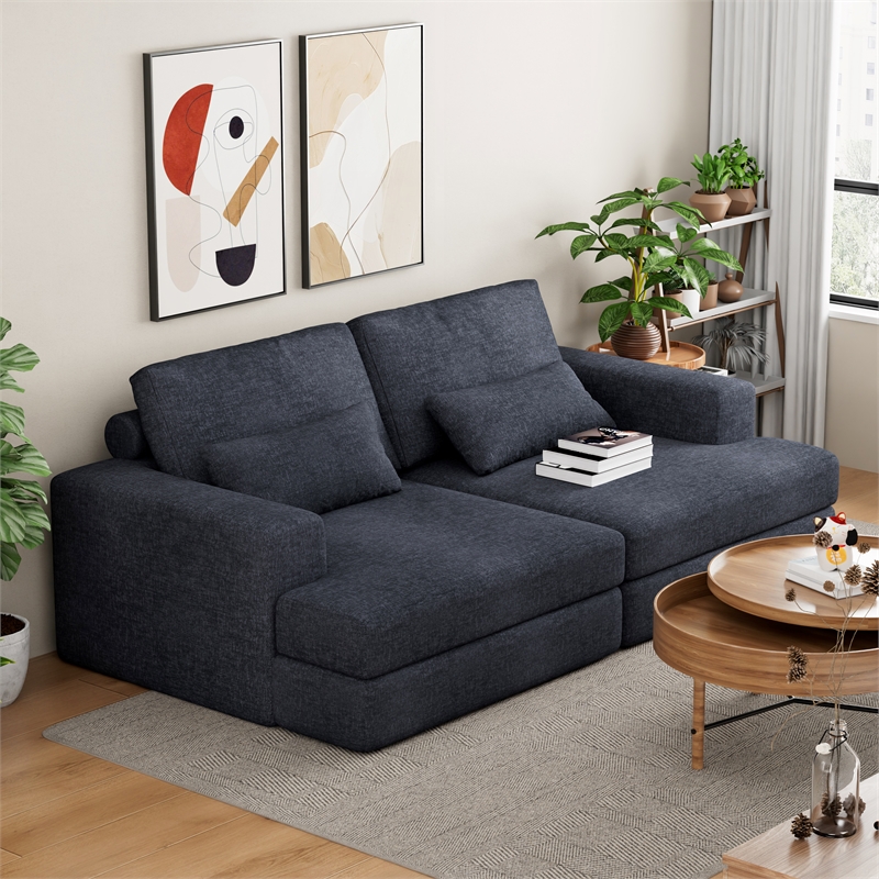 CRO Decor Corduroy Sectional Sofa Modular Design Compressed Sofa
