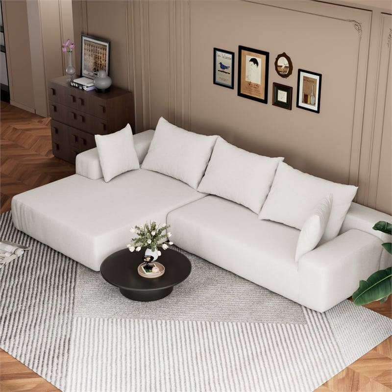 CRO Decor L-shaped Chenille free-install fully foam-filled Compressed sofa