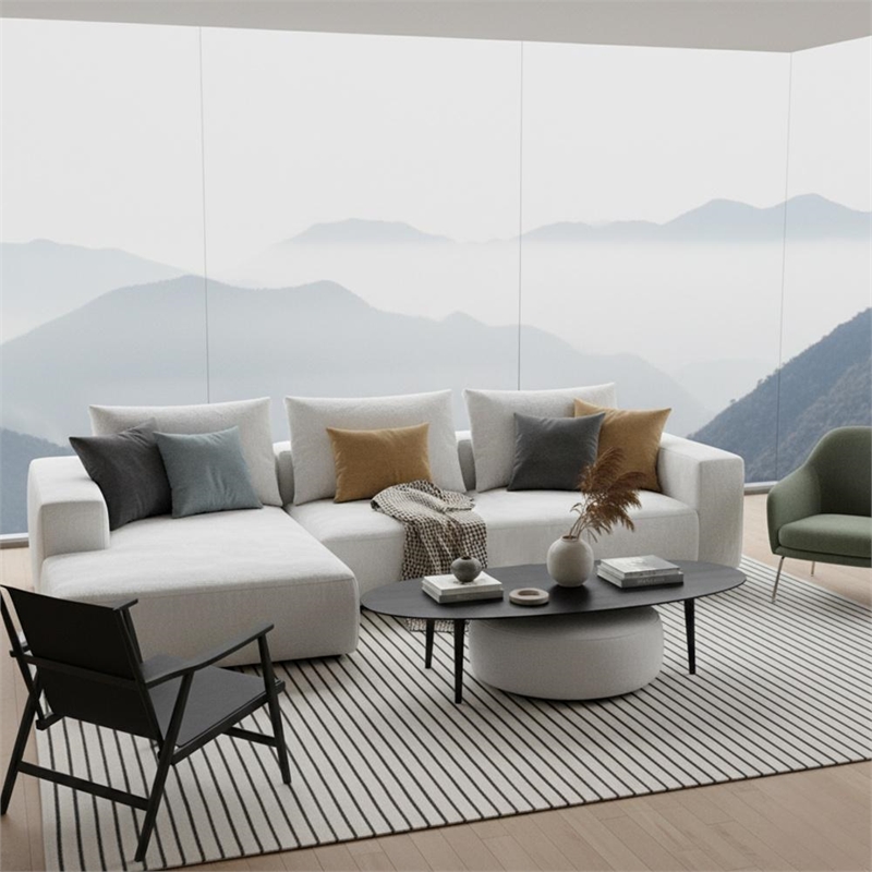 CRO Decor L-shaped Chenille free-install fully foam-filled Compressed sofa