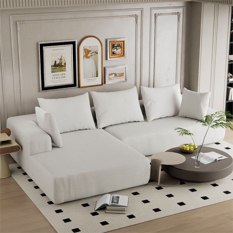 CRO Decor L-shaped Chenille free-install fully foam-filled Compressed sofa