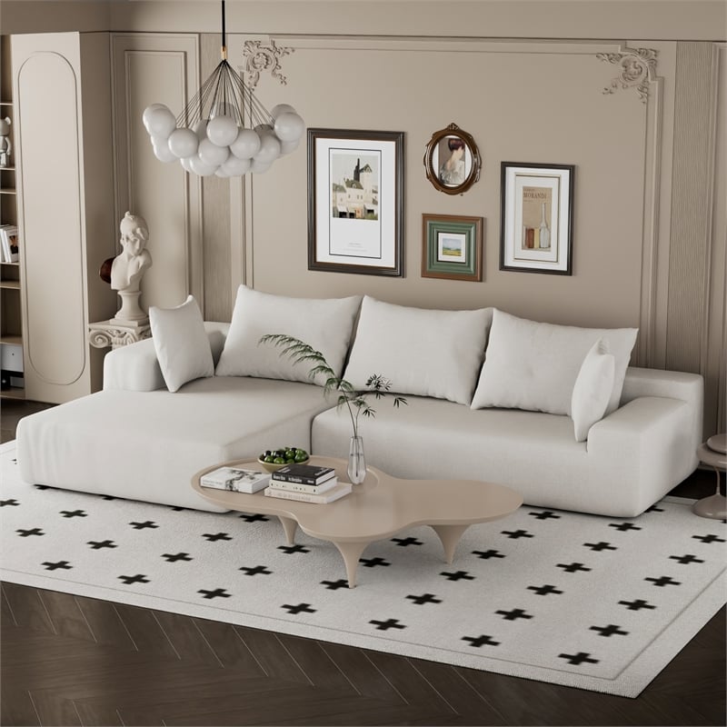 CRO Decor L-shaped Chenille free-install fully foam-filled Compressed sofa