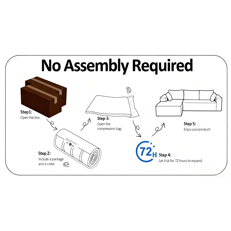 CRO Decor L-shaped Chenille free-install fully foam-filled Compressed sofa