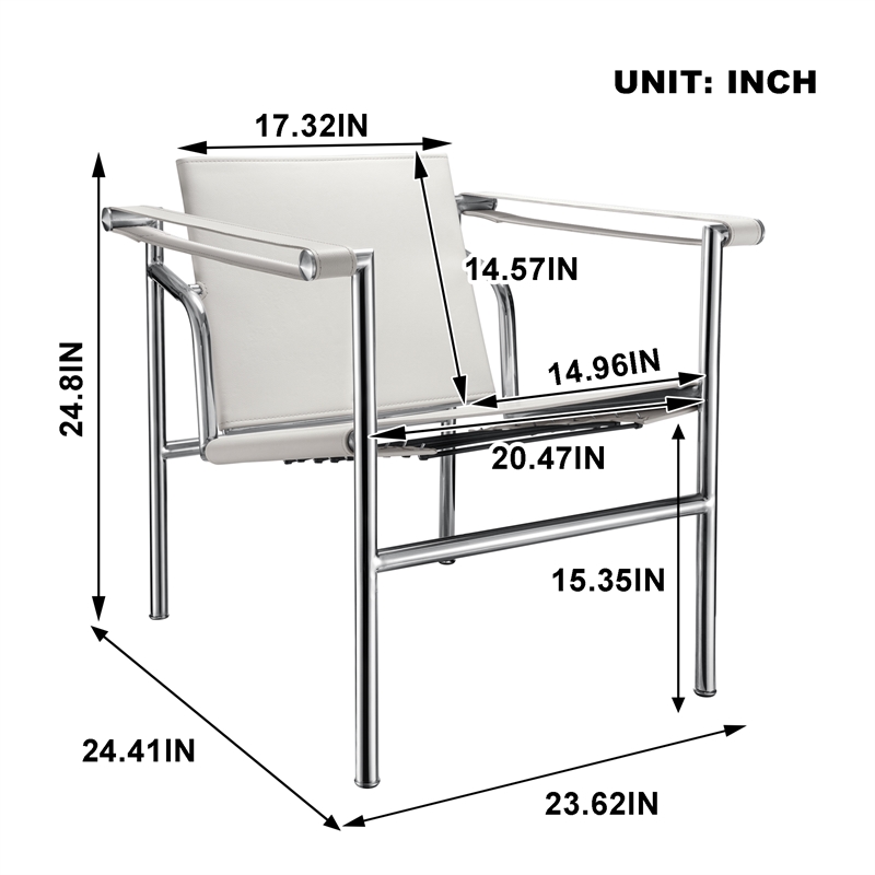 CRO Decor White Stainless Steel Double-Layer Saddle Leather Chair