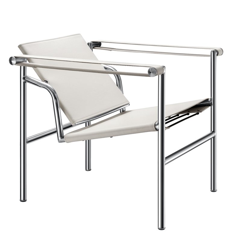 CRO Decor White Stainless Steel Double-Layer Saddle Leather Chair