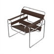 Saddle Leather Armchair Stainless Steel Frame Accent Chair - Brown