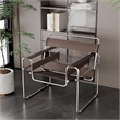 Saddle Leather Armchair Stainless Steel Frame Accent Chair - Brown