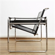 Saddle Leather Armchair Stainless Steel Frame Accent Chair - Black