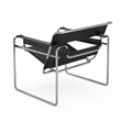 Saddle Leather Armchair Stainless Steel Frame Accent Chair - Black