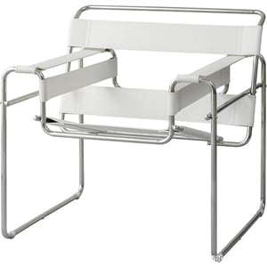 Saddle Leather Armchair Stainless Steel Frame Accent Chair - White