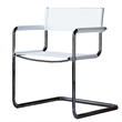 Saddle Leather Accent Chair Stainless Steel Arm Chair Dining Chair - White
