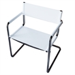 Saddle Leather Accent Chair Stainless Steel Arm Chair Dining Chair - White