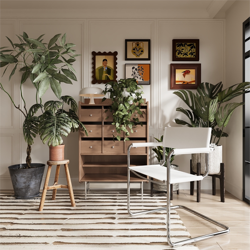 Saddle Leather Accent Chair Stainless Steel Arm Chair Dining Chair - White