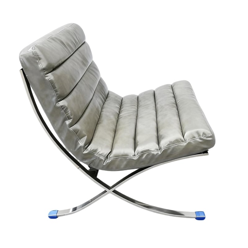 CRO Decor 29.3'' W Genuine Leather Accent Lounge Chair(Grey)