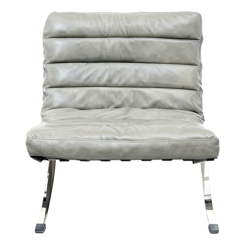 CRO Decor 29.3'' W Genuine Leather Accent Lounge Chair(Grey)