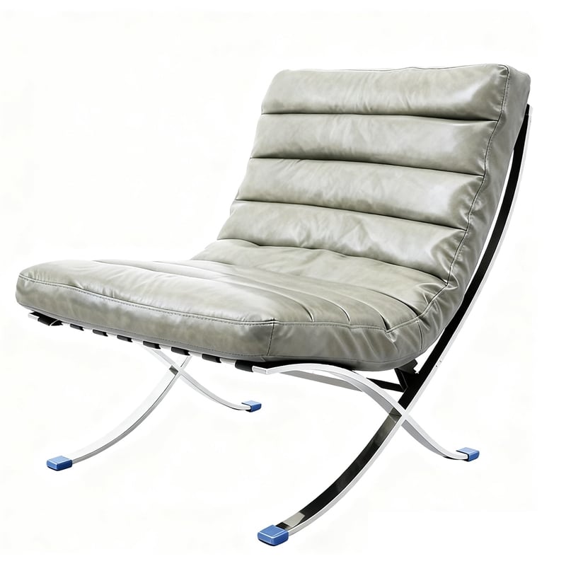 CRO Decor 29.3'' W Genuine Leather Accent Lounge Chair(Grey)