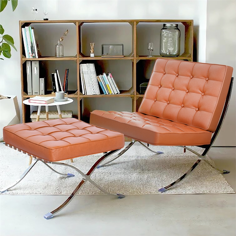 CRO Decor Mid Century Leather Amber Recliner Chair