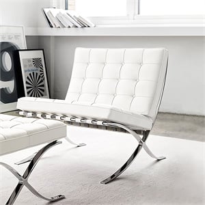 CRO Decor Mid Century Leather White Recliner Chair