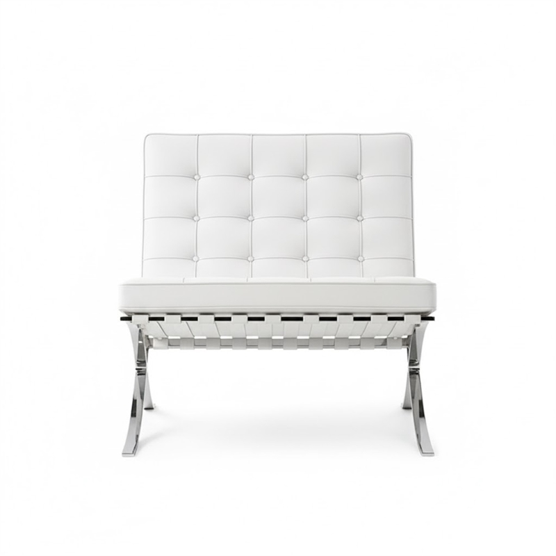 CRO Decor Mid Century Leather White Recliner Chair
