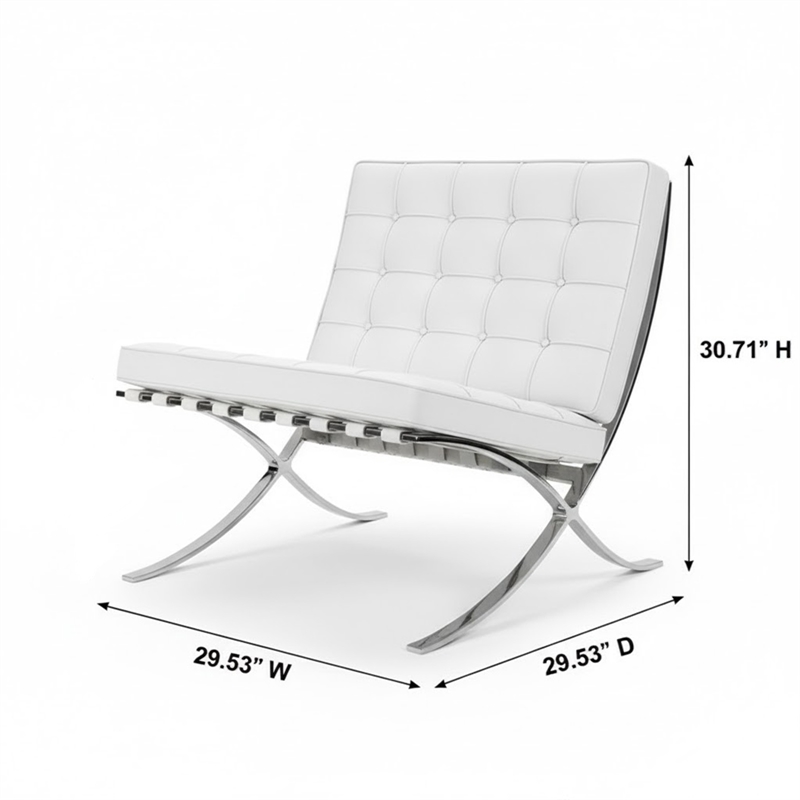 CRO Decor Mid Century Leather White Recliner Chair