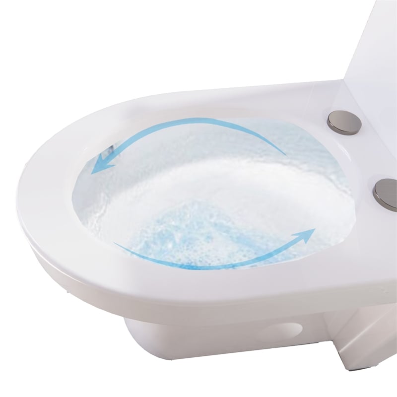 CRO Decor Modern Ceramic Compact Toilet with Double Flush in White