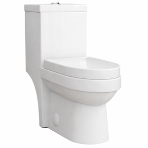 CRO Decor Modern Ceramic Compact Toilet with Double Flush in White