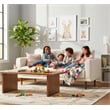 CRO Decor Modern Fabric Sofa Couch with Wooden Legs for Living Room  - White