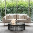 CRO Decor Modern Fabric Sofa Couch with Wooden Legs for Living Room  - White