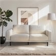 CRO Decor Modern Fabric Sofa Couch with Wooden Legs for Living Room  - White