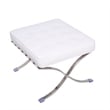 CRO Decor Modern Tufted Genuine Leather Ottoman Leisure Stool - White