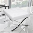 CRO Decor Modern Tufted Genuine Leather Ottoman Leisure Stool - White