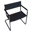 Saddle Leather Accent Chair Stainless Steel Arm Chair - Black -Set of 2
