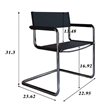 Saddle Leather Accent Chair Stainless Steel Arm Chair - Black -Set of 2