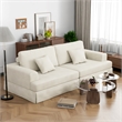 Classic 94 Inch White Skirted Sofa with Armrest for Living Room