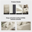 Classic 94 Inch White Skirted Sofa with Armrest for Living Room